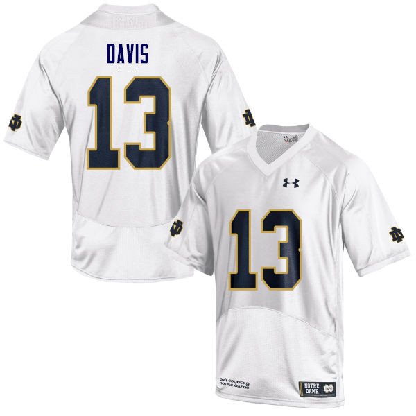 Men #13 Avery Davis Notre Dame Fighting Irish College Football Jerseys Sale-White